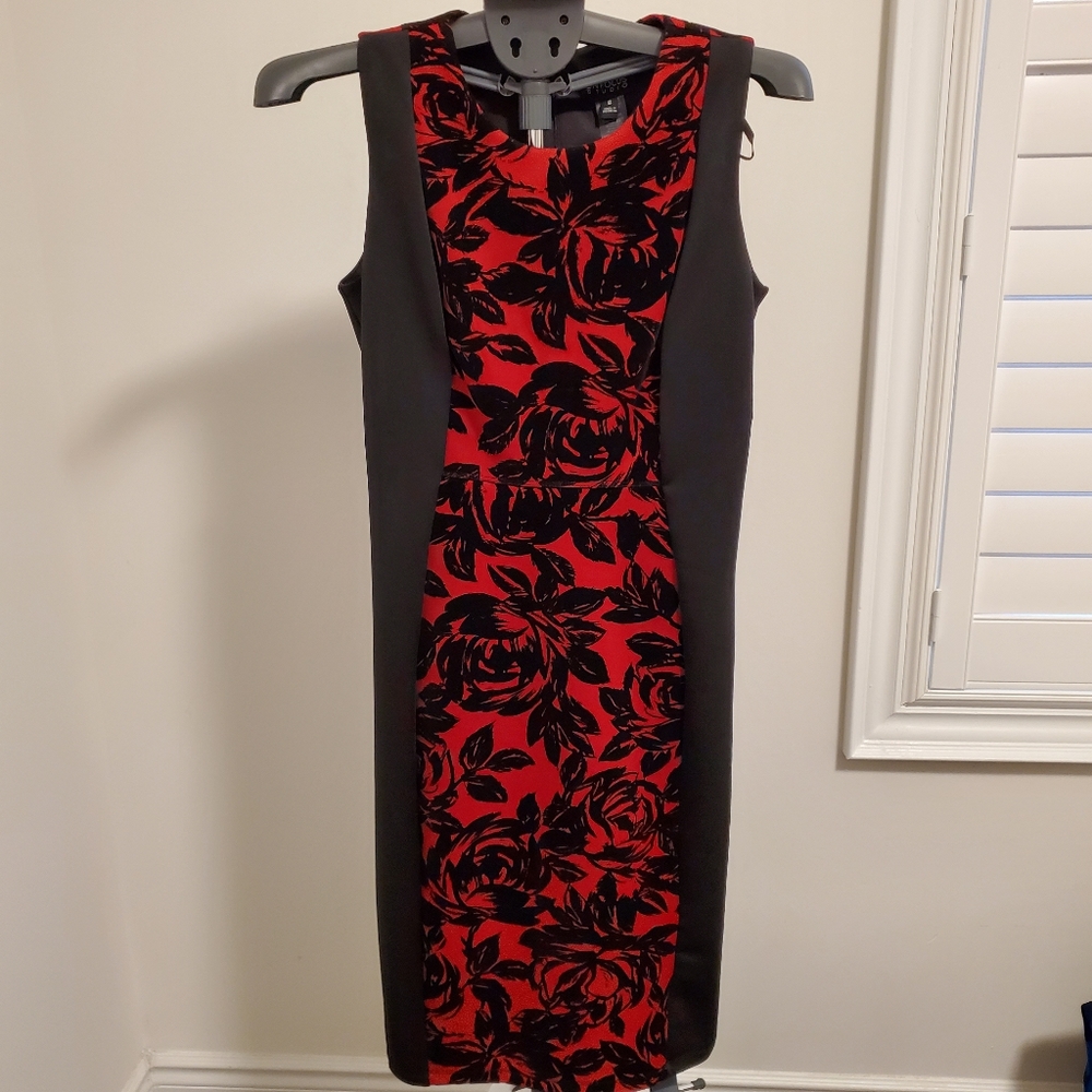 Bodycon with velvet floral pattern sleeveless dress 👗